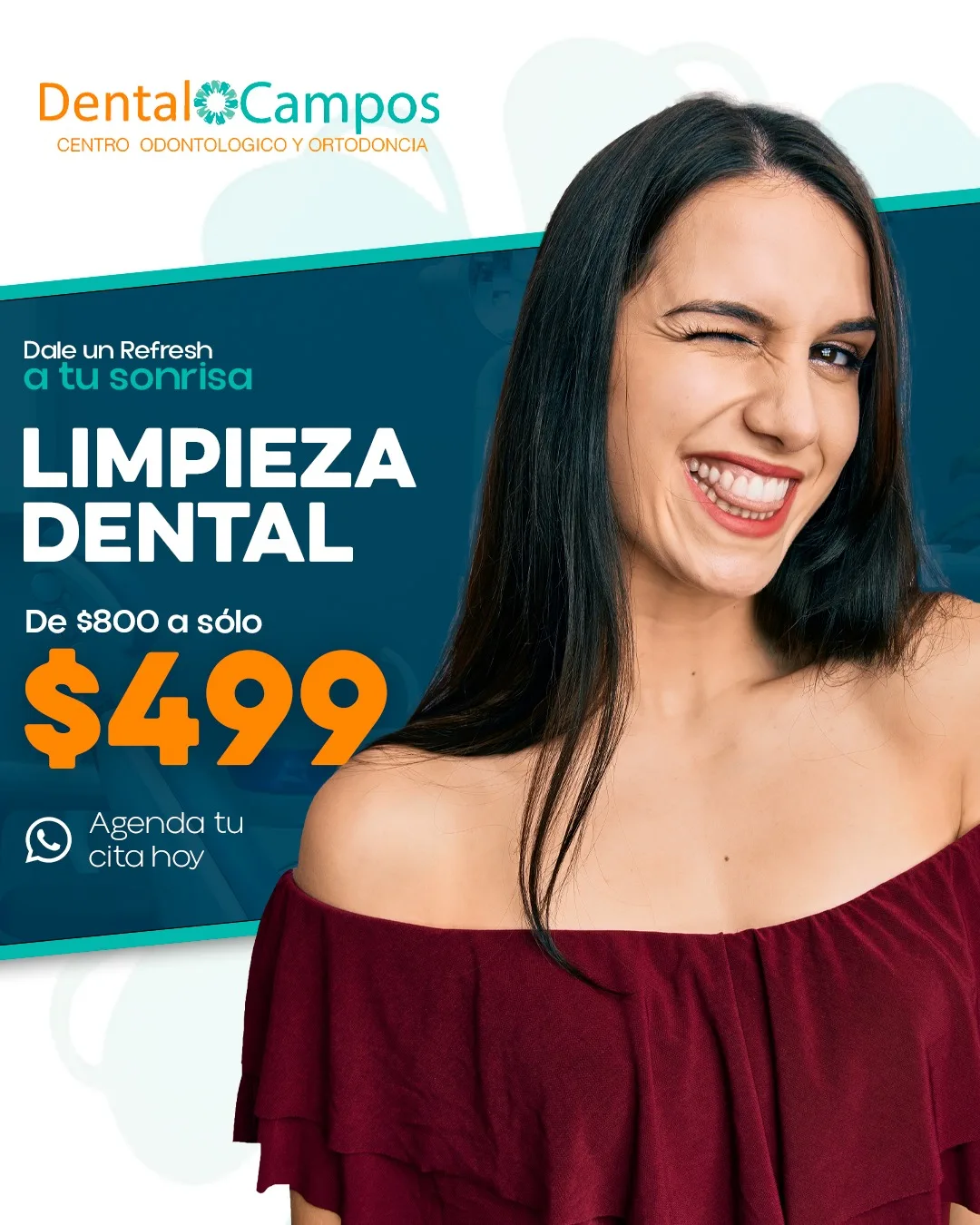 Promoción de limpieza dental por $499 en Dental Campos